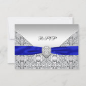 Royal Blue Silver Diamond Wedding RSVP (Vorderseite)