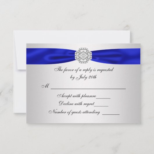 Royal Blue Silver Diamond Wedding RSVP (Rückseite)
