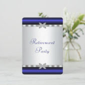 Royal Blue Silver Diamond Womans Retirement Party Einladung (Stehend Vorderseite)