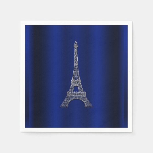 Royal Blue Silver Eiffel Tower Paris Chic Wedding Serviette (Vorderseite)