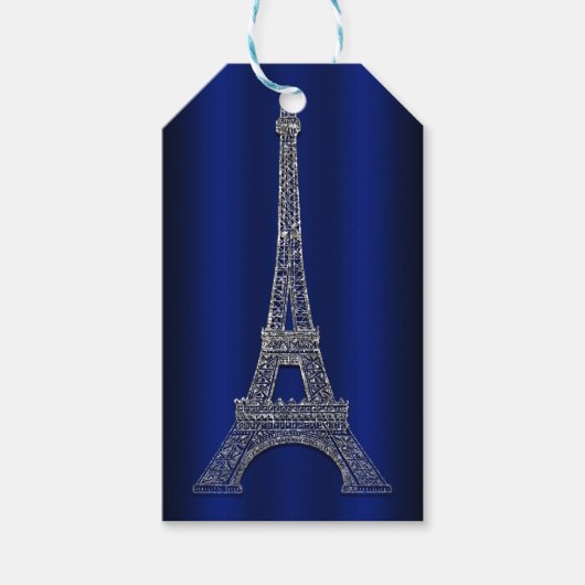 Royal Blue Silver Eiffel Tower Paris Gastgeschenk Geschenkanhänger (Vorderseite)