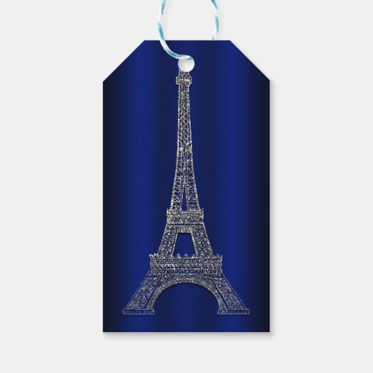 Royal Blue Silver Eiffel Tower Paris Gastgeschenk  Geschenkanhänger (Rückseite)