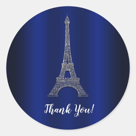 Royal Blue Silver Eiffel Tower Paris Gastgeschenk Runder Aufkleber (Vorderseite)