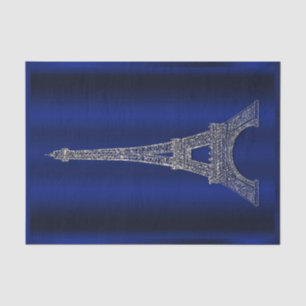 Royal Blue Silver Eiffel Tower Paris Glam Wedding Seidenpapier