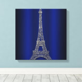 Royal Blue & Silver Eiffel Tower Paris Modern Glam Leinwanddruck (Insitu (Holzboden))