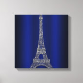 Royal Blue & Silver Eiffel Tower Paris Modern Glam Leinwanddruck (Vorderseite)