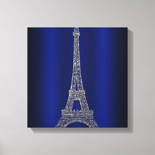 Royal Blue & Silver Eiffel Tower Paris Modern Glam Leinwanddruck (Vorderseite)