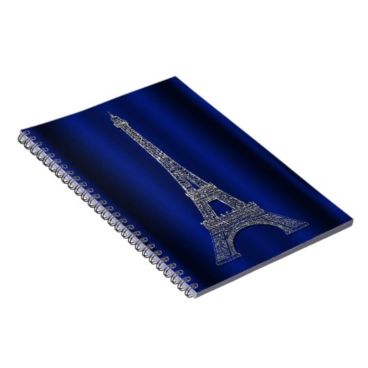 Royal Blue & Silver Eiffel Tower Paris Modern Glam Notizblock (Rechte Seite)