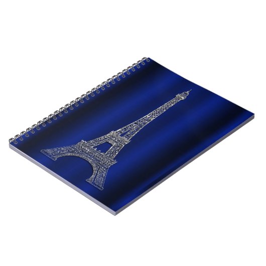 Royal Blue & Silver Eiffel Tower Paris Modern Glam Notizblock (Linke Seite)