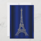 Royal Blue & Silver Eiffel Tower Paris Wedding Einladung (Rückseite)