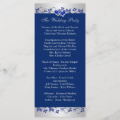 Royal Blue, Silver Floral Hearts Wedding Program Programm (Rückseite)
