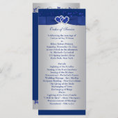 Royal Blue, Silver Floral Hearts Wedding Program Programm (Vorne/Hinten)