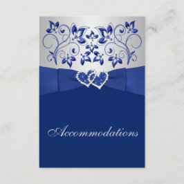Royal Blue, Silver Floral, Herzverschlusskarte Begleitkarte