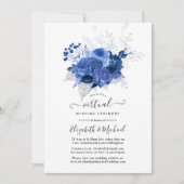 Royal Blue & Silver Floral Online Virtual Wedding Einladung (Vorderseite)