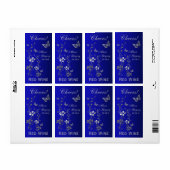 Royal Blue, Silver Floral Wedding Bottle Label (Vorne)