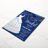 Royal Blue Silver Foil Blumendress Brautparty Folieneinladung (Gedreht)