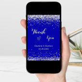 Royal Blue Silver Foto Hochzeit danke Karte