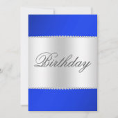 Royal Blue, Silver & Gemis Geburtstag Einladung (Vorderseite)