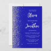 Royal Blue Silver Glitzer Calligraphy Wedding Einladung (Vorderseite)