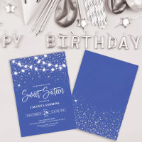 Royal Blue Silver Glitzer Glitzern Lights Sweet 16