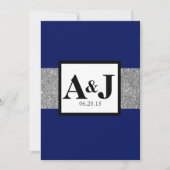 Royal Blue Silver Glitzer Monogram Wedite Einladun Einladung (Vorderseite)