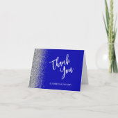 Royal Blue Silver Glitzer Wedding Dankeschön Card Karte (Vorderseite)