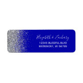 Royal Blue Silver Glitzer Wedding Rücksendeadresse (Vorne)