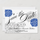 Royal Blue Silver-Gray Burst Script Save the Date (Vorderseite)