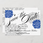 Royal Blue Silver-Gray Burst Script Save the Date (Vorne/Hinten)