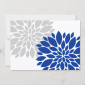 Royal Blue Silver-Gray Floral Burst Brautparty Einladung (Rückseite)
