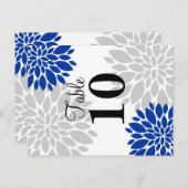 Royal Blue Silver-Gray Floral Burst Tischnummer (Vorne/Hinten)
