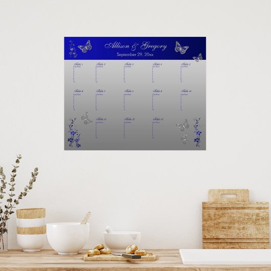 Royal Blue, Silver Gray Table Plakat (Küche)
