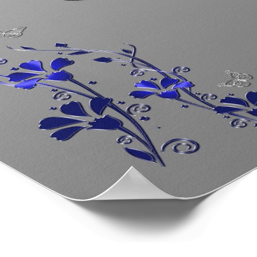 Royal Blue, Silver Gray Table Plakat (Ecke)