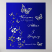 Royal Blue, Silver Gray Wedding Willkommen Poster (Vorne)