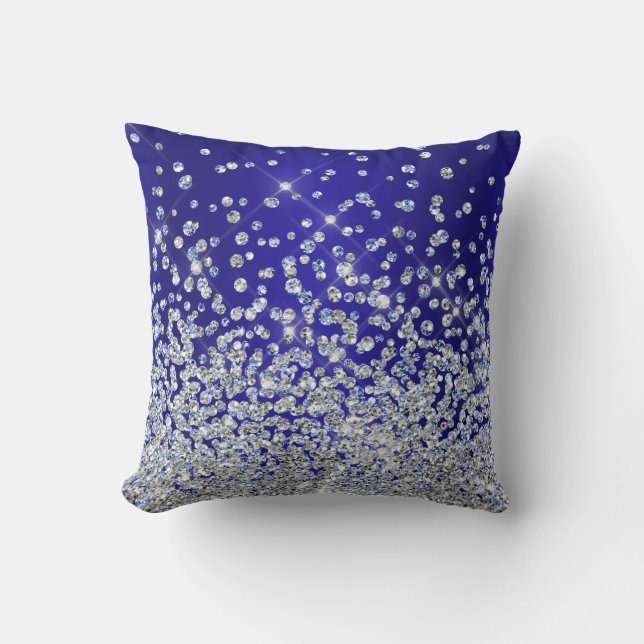 Royal Blue Silver Hübsch Sparkle MoJo Pillow Kissen (Vorderseite)