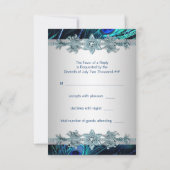 Royal Blue Silver Indian Peacock Wedding RSVP Karte (Rückseite)