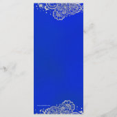 Royal Blue Silver Indian Wedding Menu Card Menükarte (Rückseite)