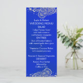 Royal Blue Silver Indian Wedding Menu Card Menükarte (Stehend Vorderseite)