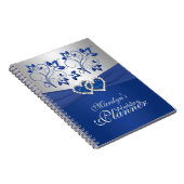 Royal Blue, Silver Joined Hearts Floral Notebook Notizblock (Rechte Seite)