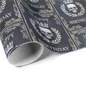 Royal Blue & Silver King of the Dead Birthday Geschenkpapier (Rolleneckpunkt)