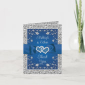 Royal Blue, Silver Liebe Hearts Danke Karte (Vorderseite)