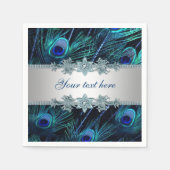 Royal Blue Silver Peacock Serviette (Vorderseite)
