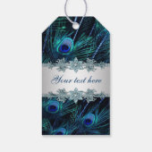 Royal Blue Silver Peacock Wedding Geschenkanhänger (Rückseite)