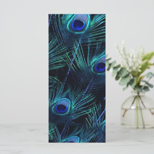 Royal Blue Silver Peacock Weddingprogramme Programm (Stehend Vorderseite)