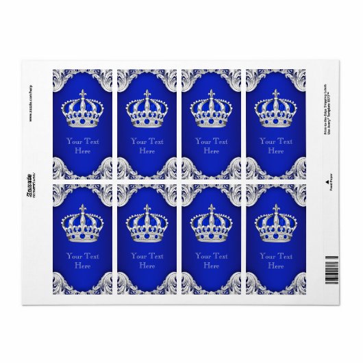 Royal Blue Silver Prince Crown Wine Flasche Label (Vorne)