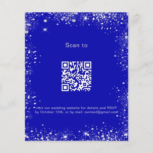 Royal blue silver QR RSVP wedding invitation Flyer (Hinten)