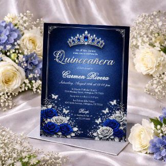 Royal Blue & Silver Quinceanera Invitation Einladung