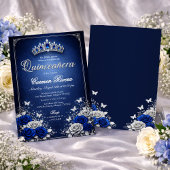 Royal Blue & Silver Quinceanera Invitation Einladung