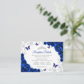 Royal Blue Silver Quinceanera Reception Details Begleitkarte (Stehend Vorderseite)