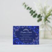 Royal Blue Silver Quinceanera Reception Details Begleitkarte (Stehend Vorderseite)